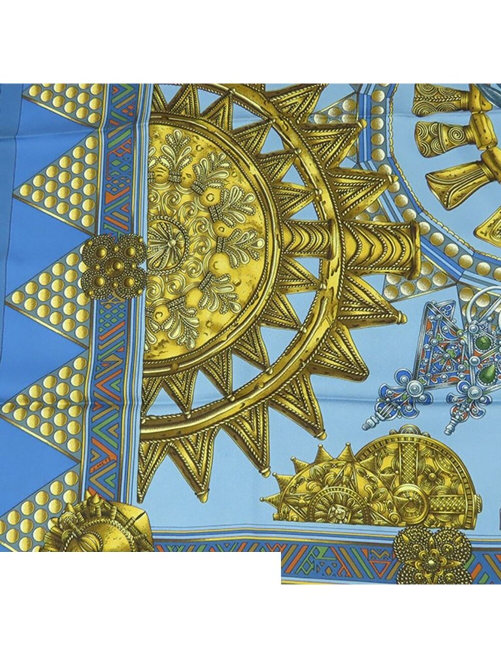 Hermes Carre 90 Blue Gold Silk L'or Des Chefs Scarf - Picture 5 of 9